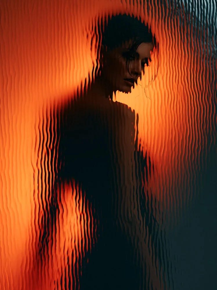 Figure behind frosted glass