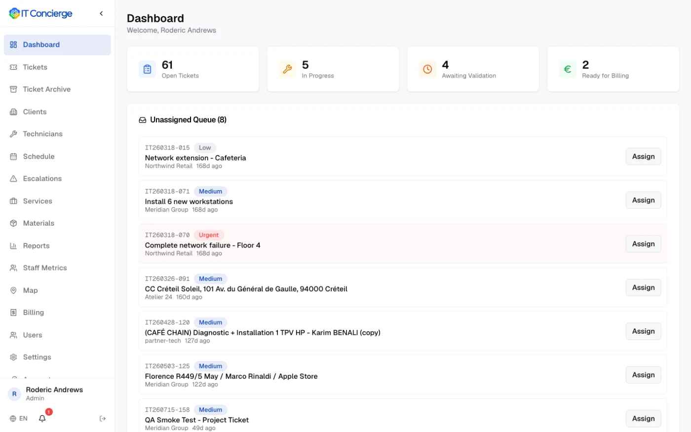 IT Concierge, dispatch board
