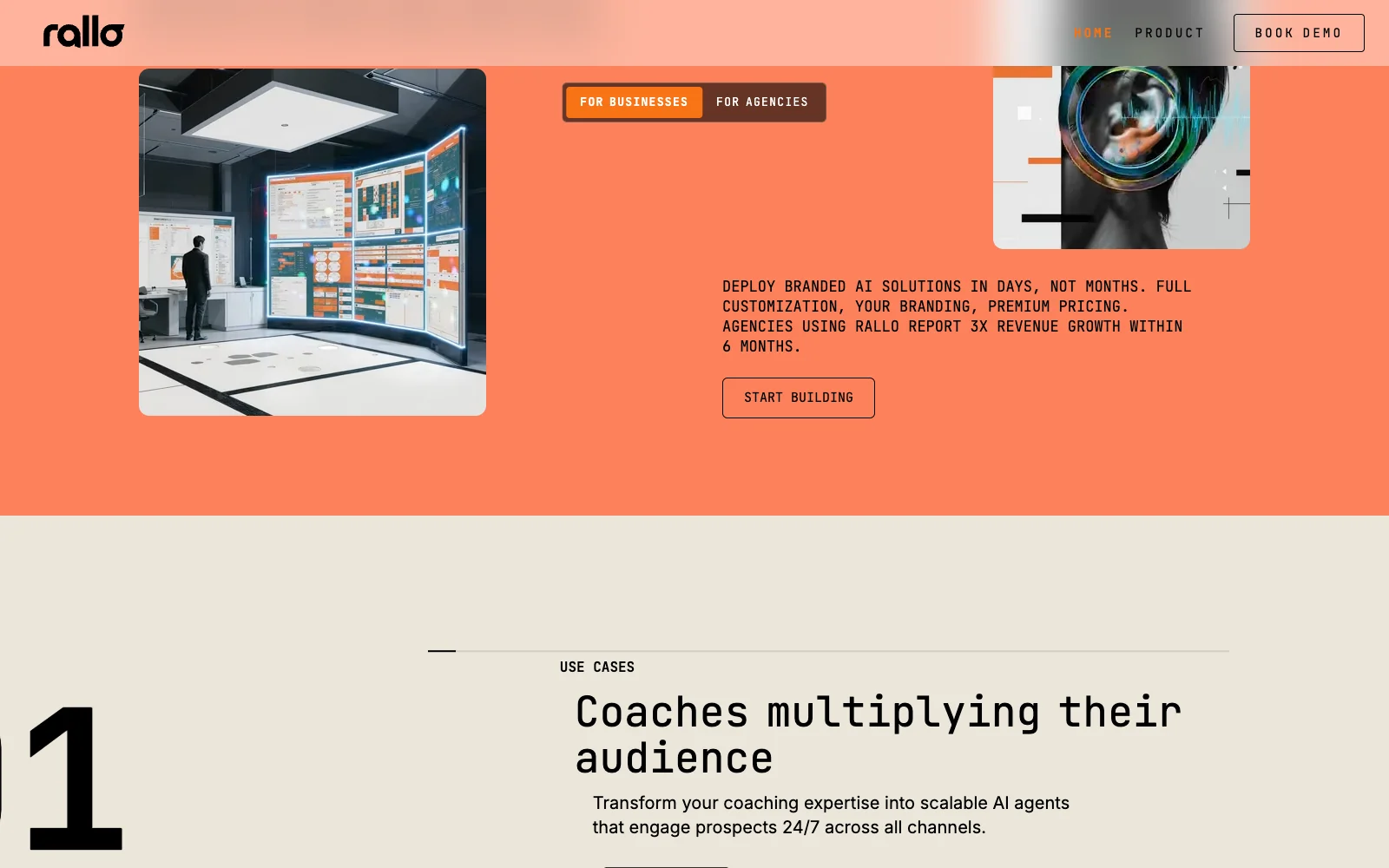 Rallo.ai, a screen from the product