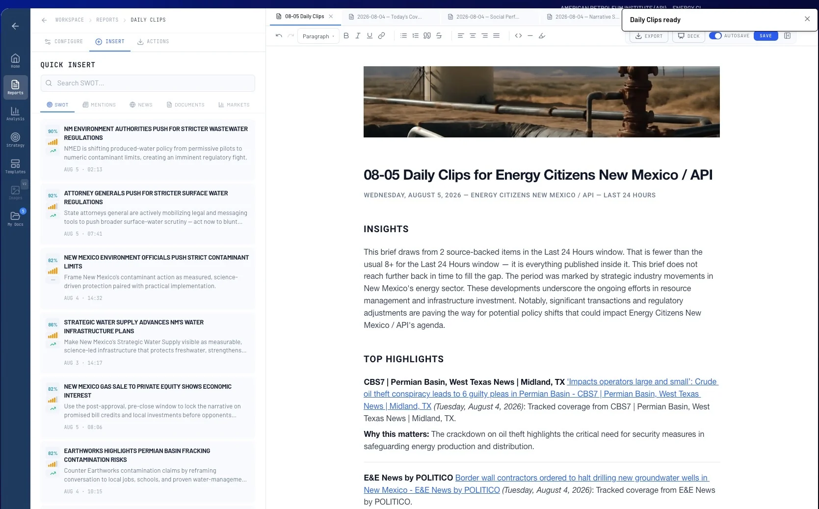 War Room, a daily clips brief